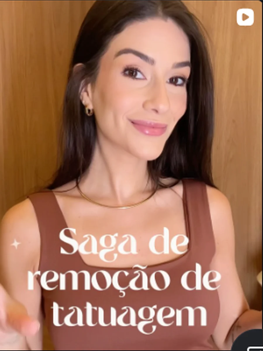 Míriam Braga em conteúdo pessoal sobre processo de remoção de tatuagem